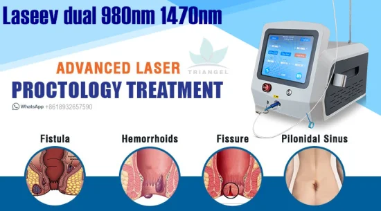 Médico recomendado fístula anal pilhas hemorróidas sinus pilonidal cirurgia laser 980nm 1470nm triangelmed proctologia cirurgia médica máquina de laser de diodo